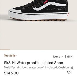 Vans Sk8-Hi Black and White Insulated Sneakers